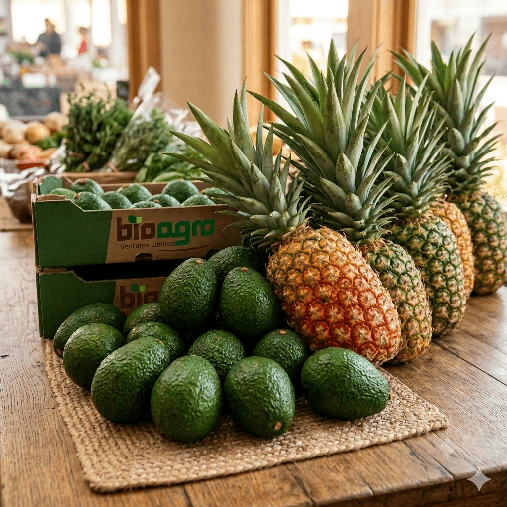 Fresh organic pineapple and avocado exports